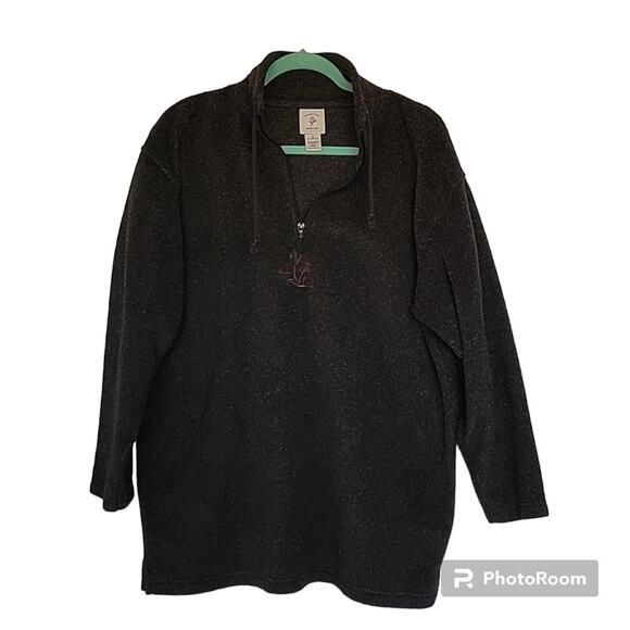 Vintage Victoria's Secret Country Gray 1/4 Zip Oversized Embroidered Fleece, S - Picture 1 of 6